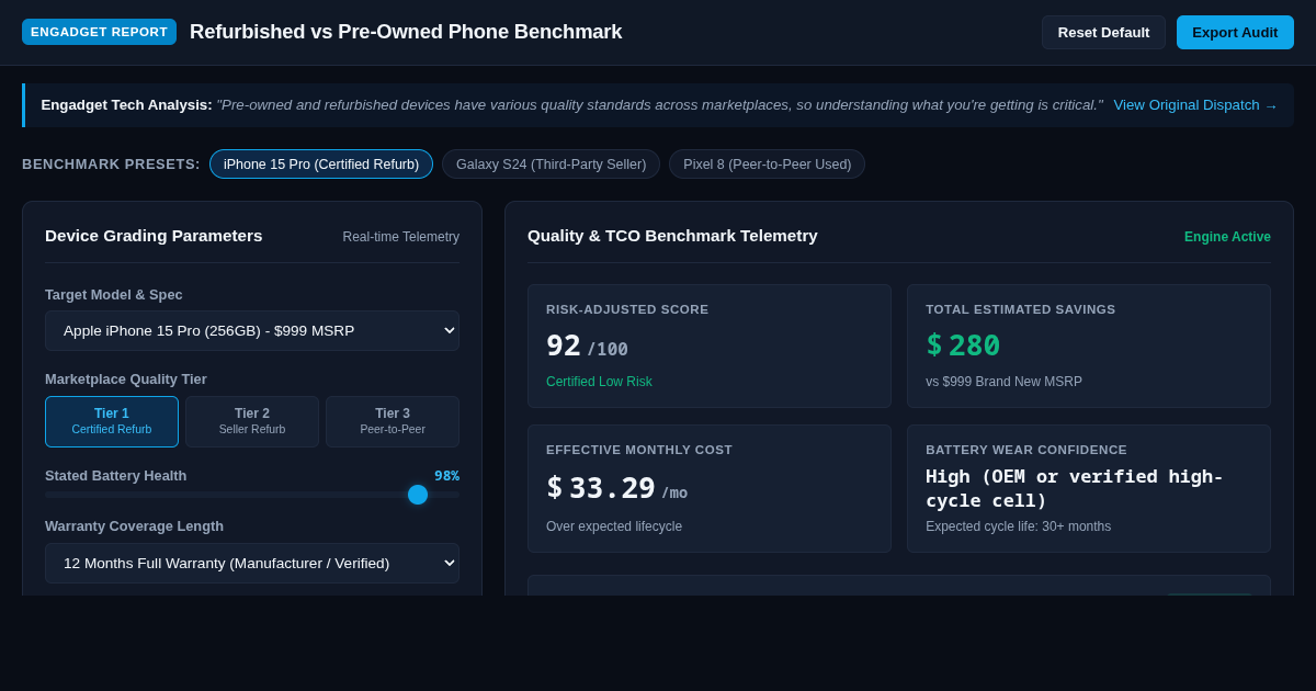 Refurbished vs Pre-Owned Phone Quality & Cost Benchmarker preview