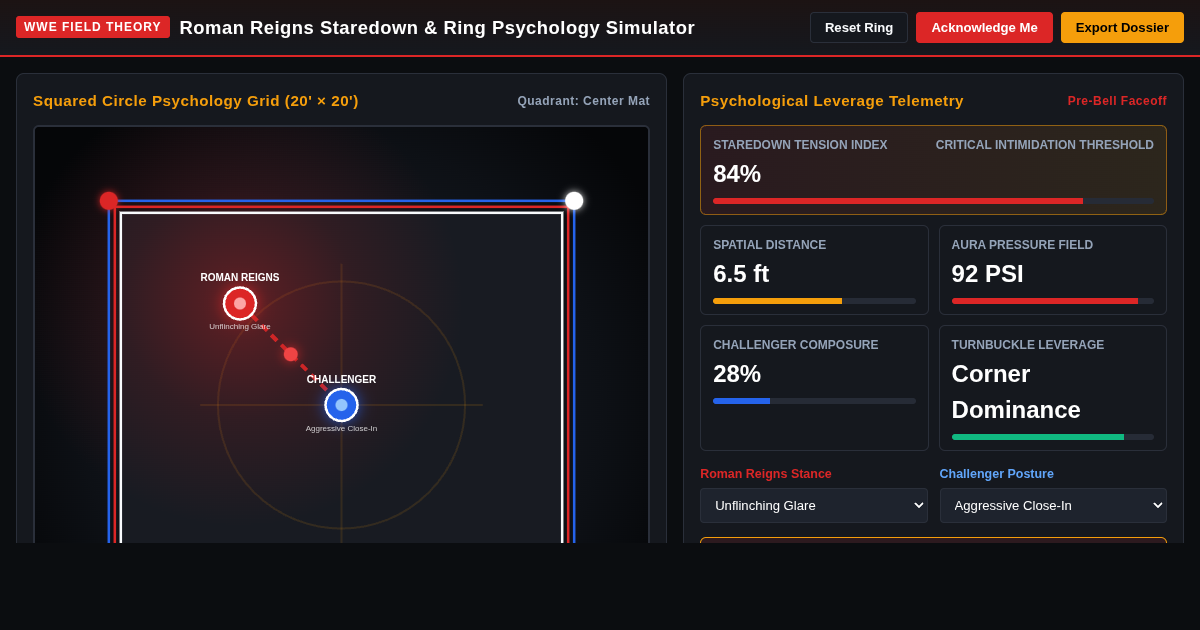Roman Reigns Staredown & Ring Psychology Simulator preview