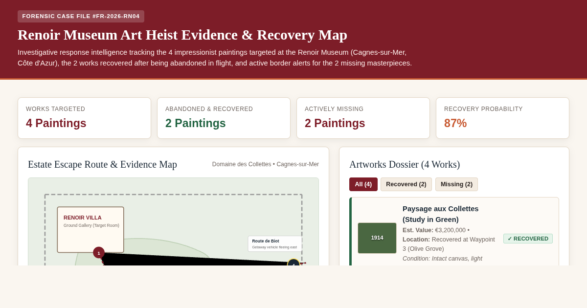 Renoir Museum Art Heist Evidence & Recovery Map preview