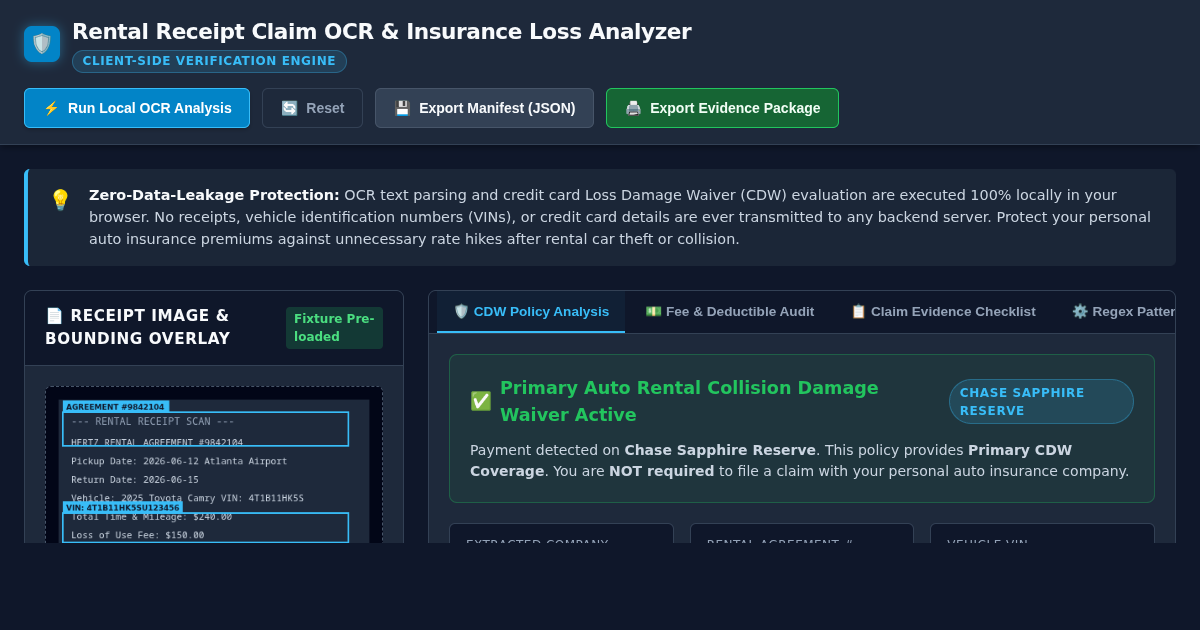 Rental Receipt Claim OCR & Insurance Loss Analyzer preview