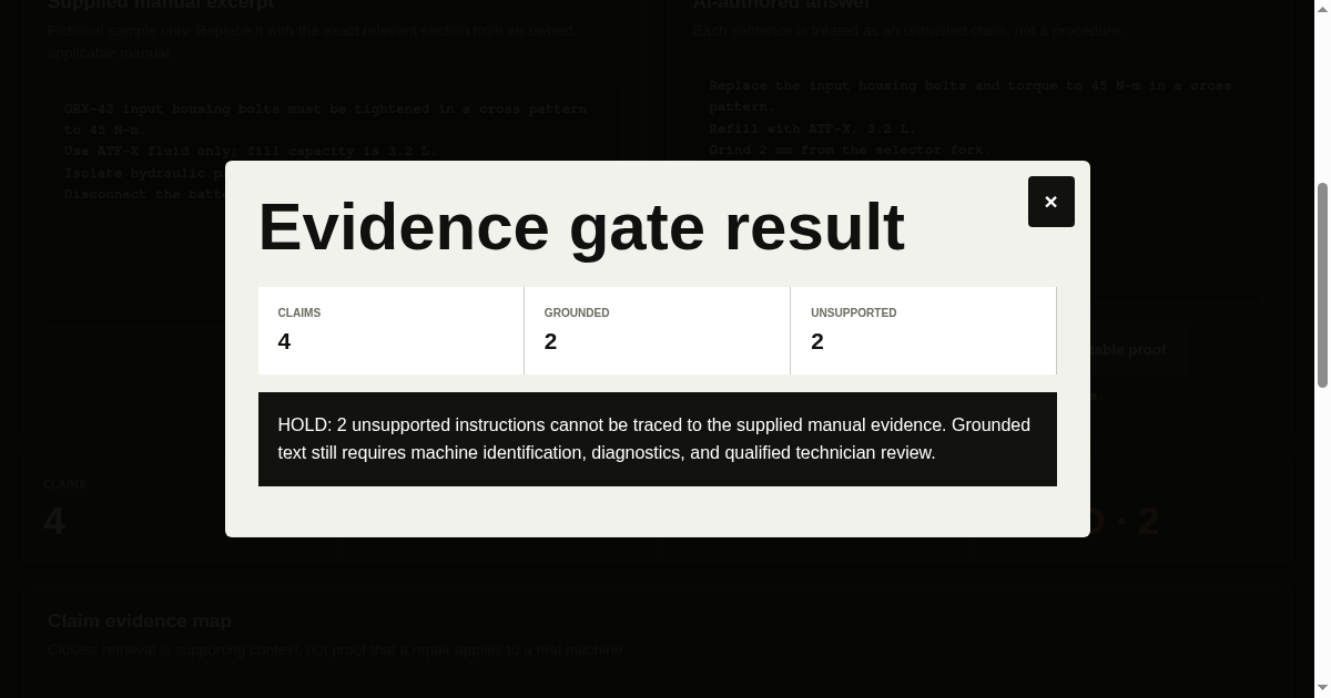 Repair Evidence Gate preview