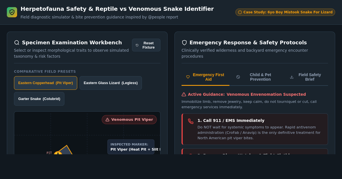 Herpetofauna Safety & Reptile vs Venomous Snake Identifier preview