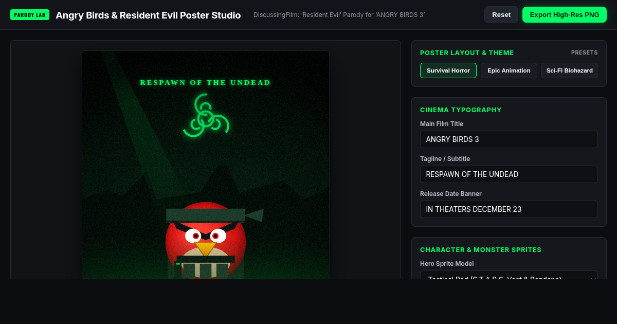Angry Birds & Resident Evil Parody Poster Generator preview