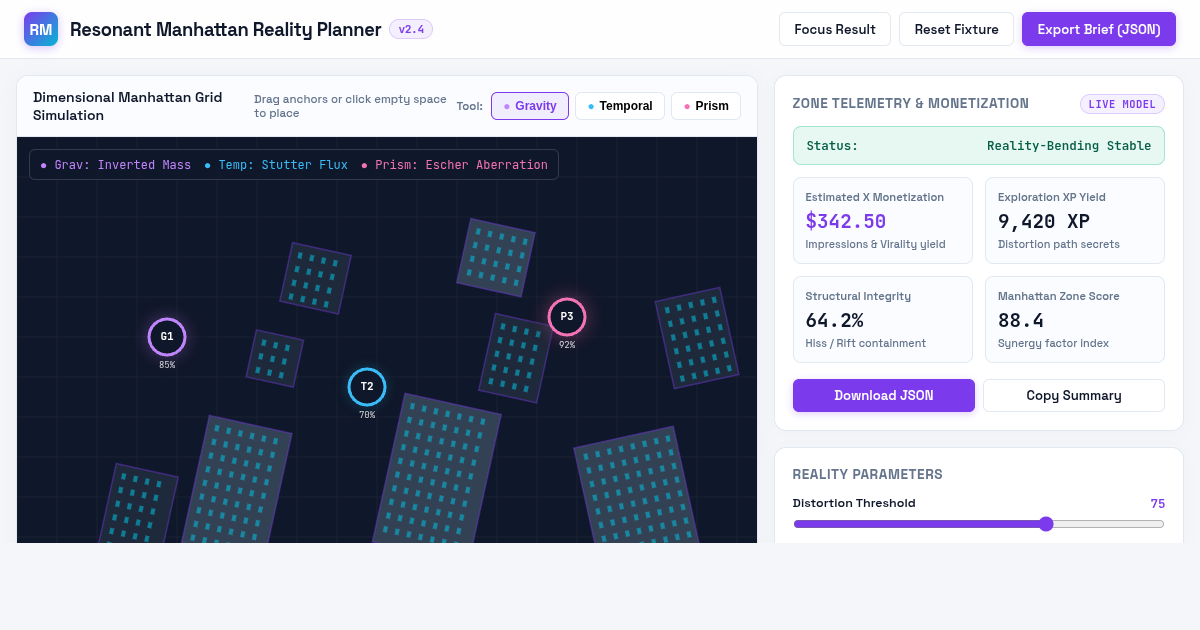Resonant Manhattan Zone & Reality-Bending Reality Planner preview