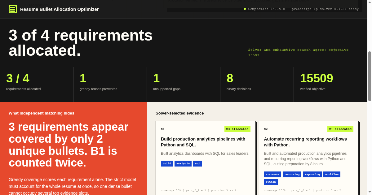 Resume Bullet Allocation Optimizer preview