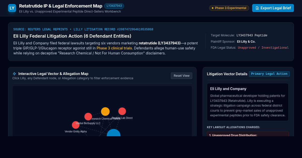 Retatrutide (LY3437943) IP & Regulatory Enforcement Map | Eli Lilly Lawsuit Analyzer preview