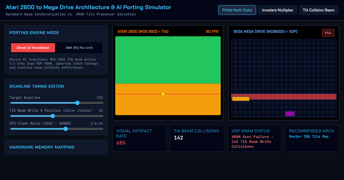 Atari 2600 to Mega Drive Architecture & AI Porting Simulator preview
