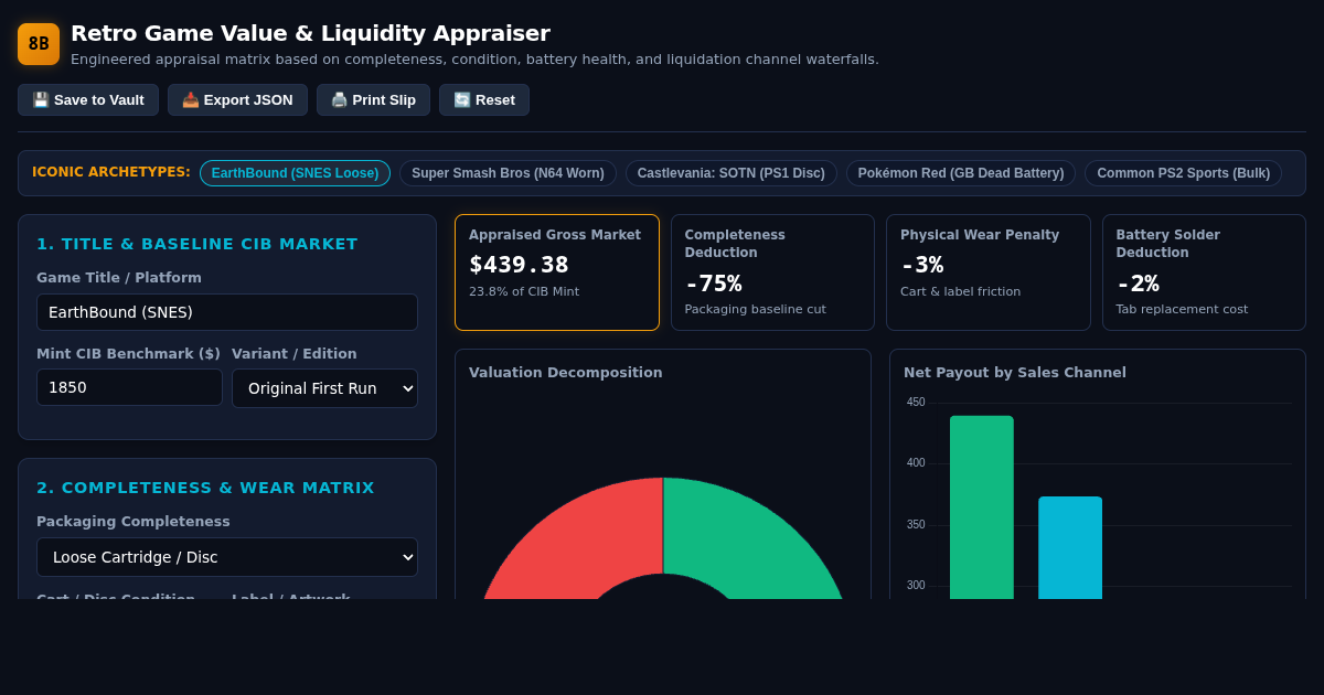 Retro Game Value & Liquidity Appraiser preview