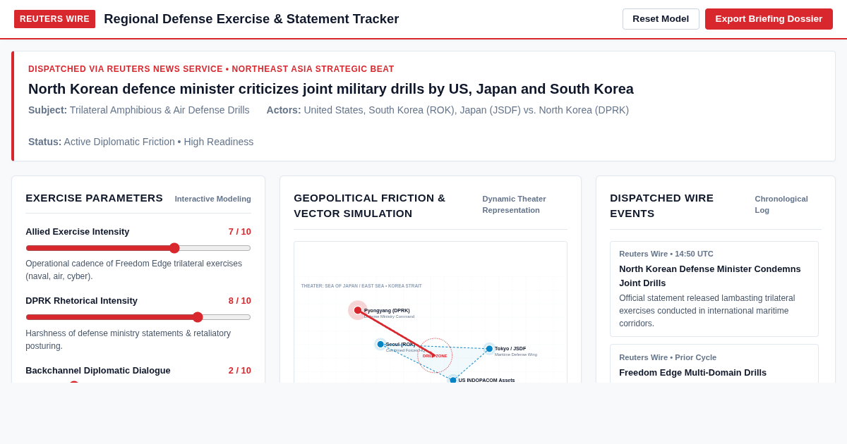 Reuters Regional Defense Exercise & Statement Tracker preview