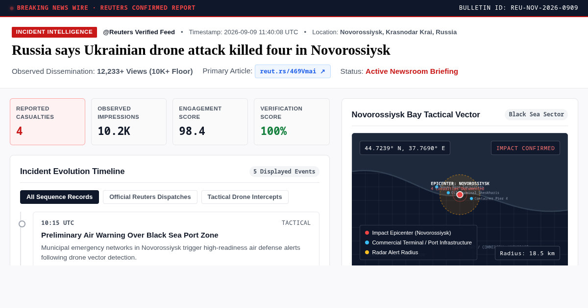 Reuters Novorossiysk Drone Incident Timeline & Event Map preview