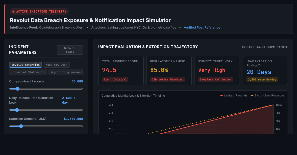 Revolut Data Breach Exposure & Notification Impact Simulator preview