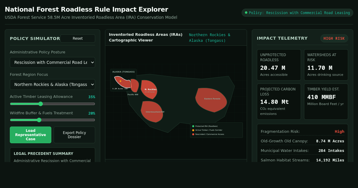 National Forest Roadless Rule Impact Explorer preview