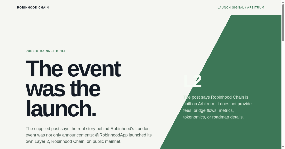Robinhood Chain | Launch Signal preview