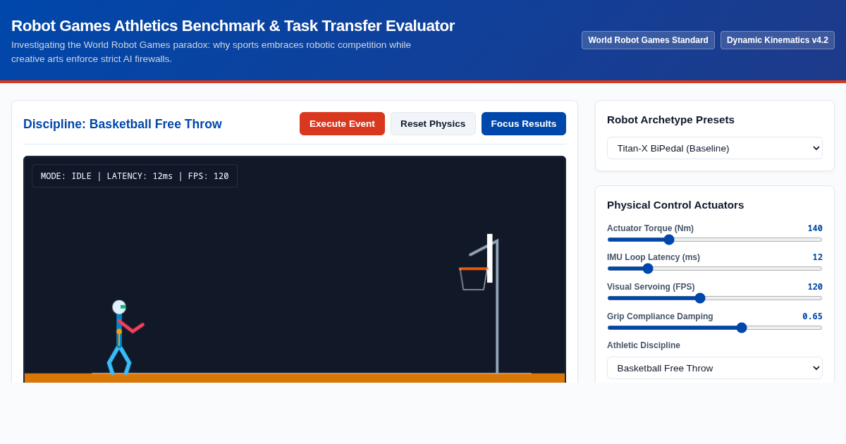 Robot Games Athletics Benchmark & Task Transfer Evaluator preview