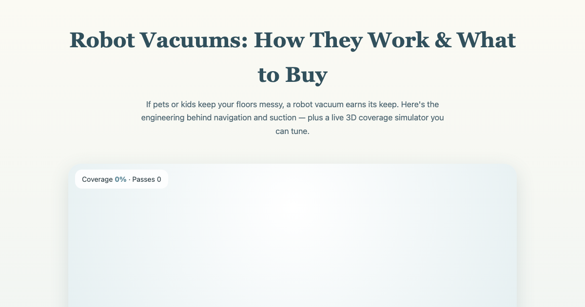 Robot Vacuum Buying Guide & Coverage Sim preview