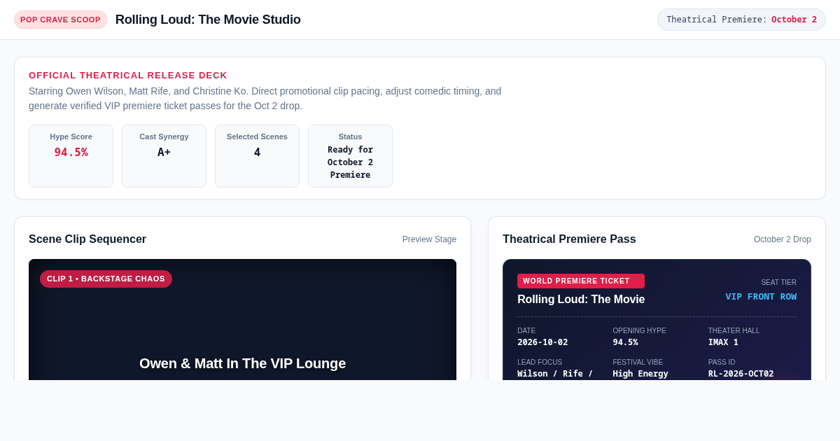 Rolling Loud Movie Scene Studio & Ticket Planner preview