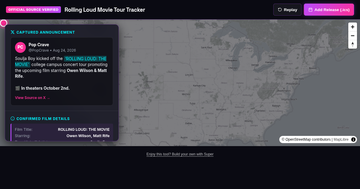 Rolling Loud Movie Tour Tracker preview