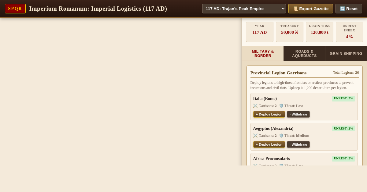 Roman Empire Expansion & Logistics Simulator (117 AD) preview