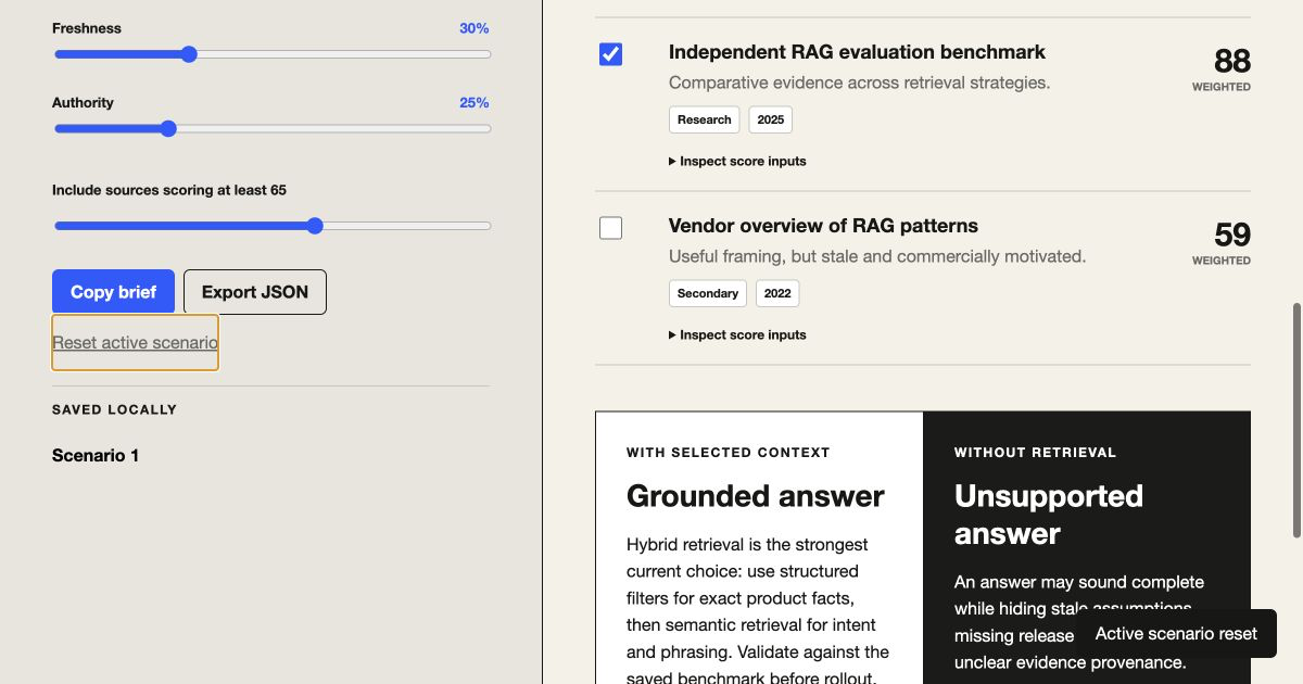 RAG Evidence Workbench preview