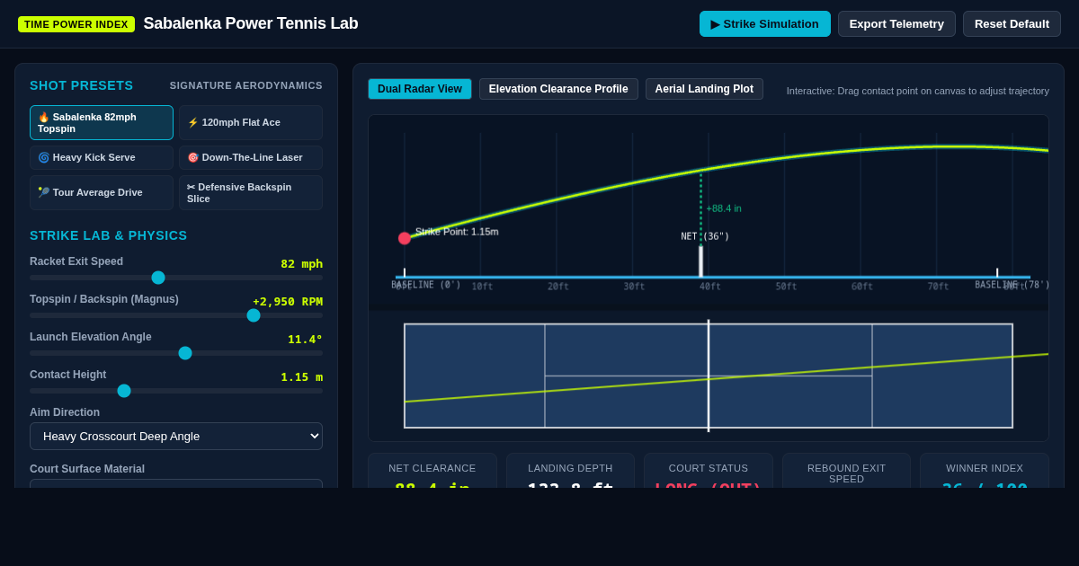 Sabalenka Power Tennis Lab – Ballistics & Baseline Physics Simulator preview