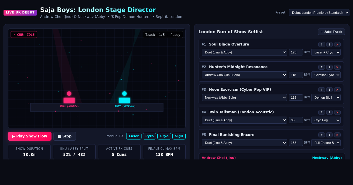 Saja Boys London Live Stage Director & Setlist Planner preview