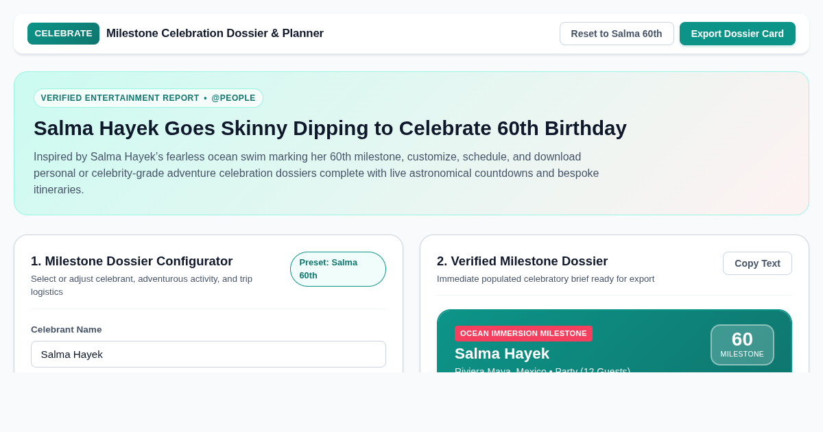 Milestone Birthday Explorer and Celebration Planner preview
