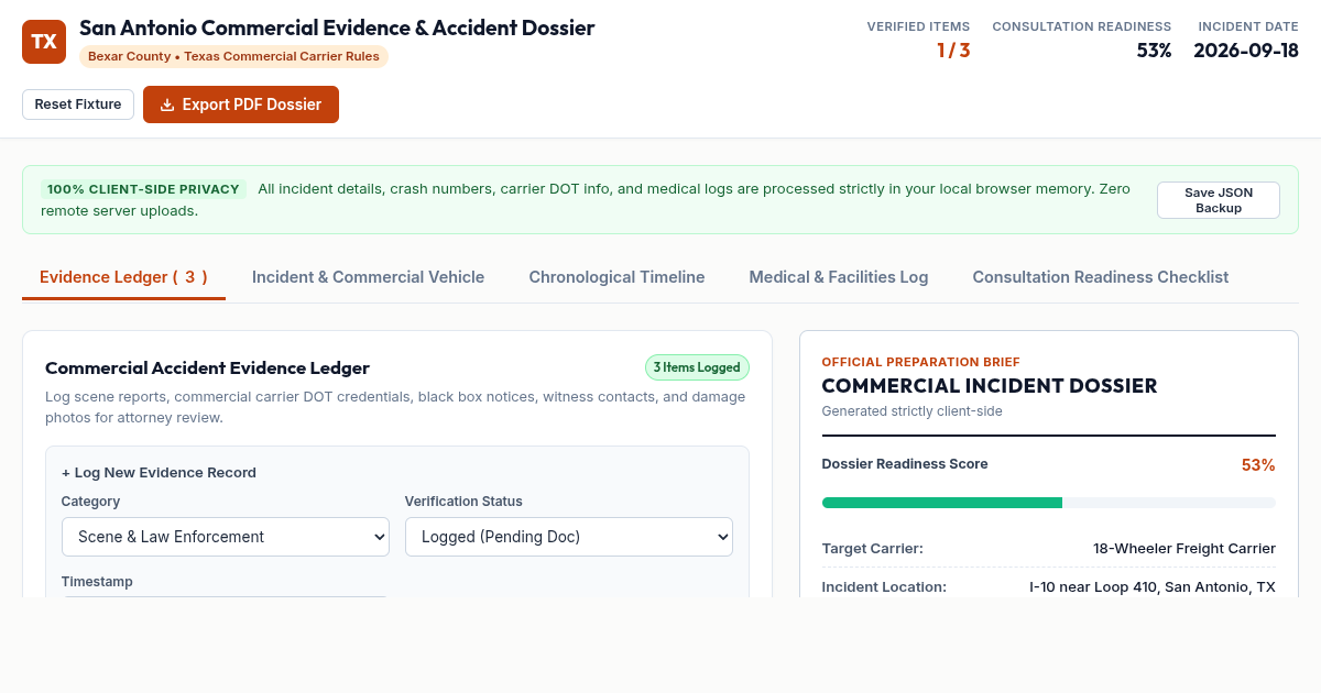 San Antonio Commercial Evidence & Accident Consultation Dossier preview