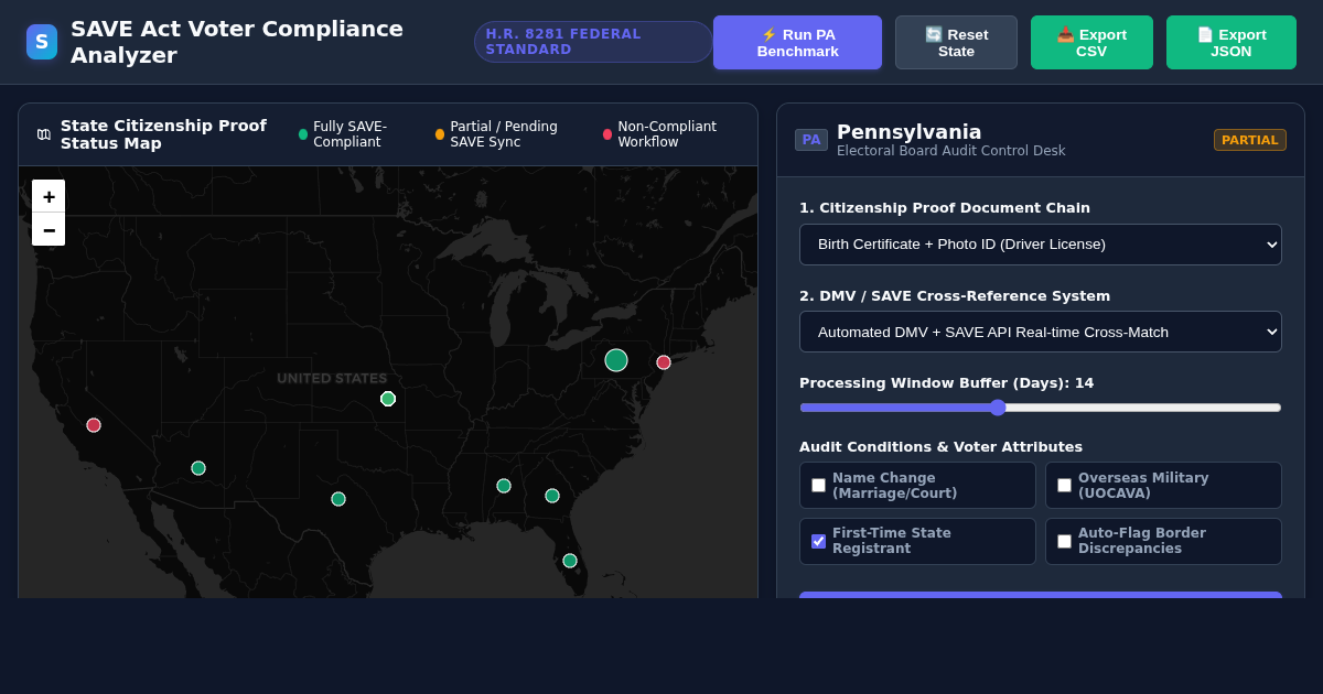 SAVE America Act State Voter Registration Compliance Analyzer preview