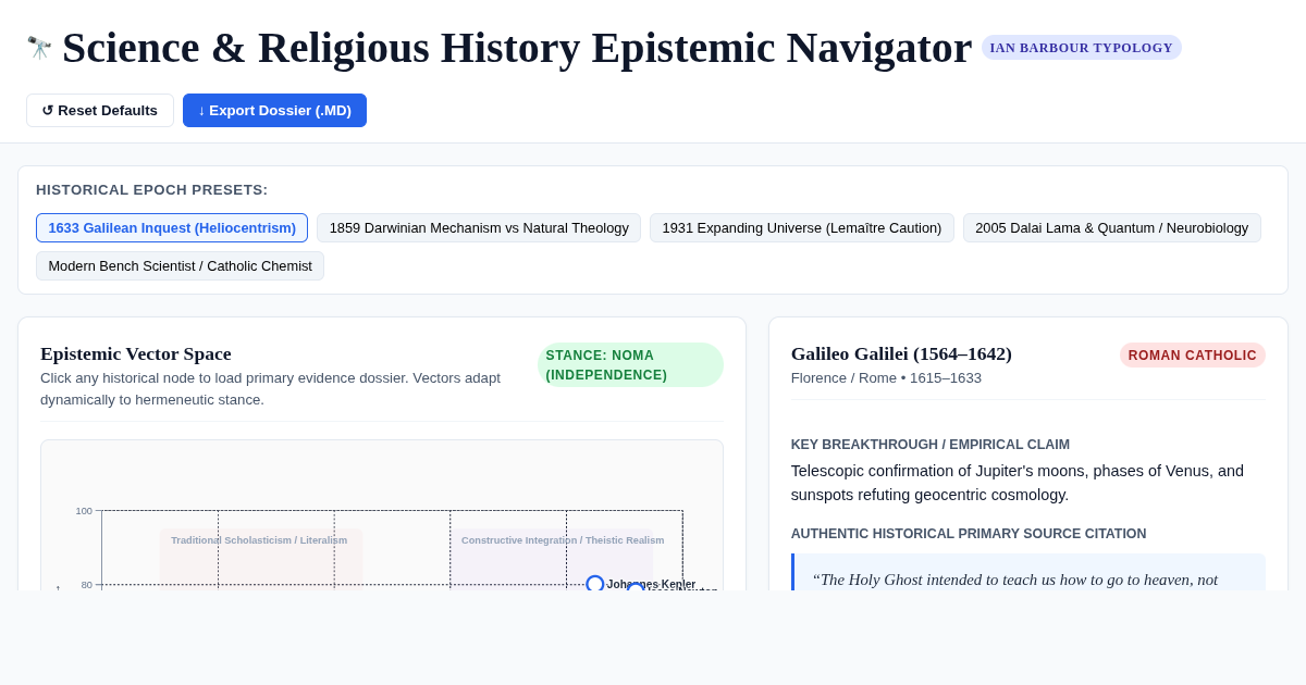 Science & Religious History Epistemic Navigator preview