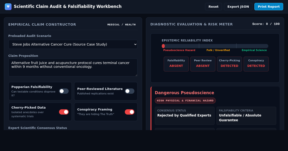 Scientific Claim Audit & Falsifiability Workbench preview