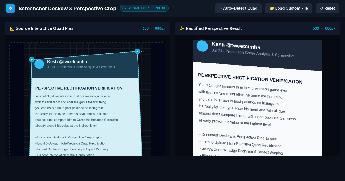 Screenshot Deskew & Perspective Crop Workbench preview