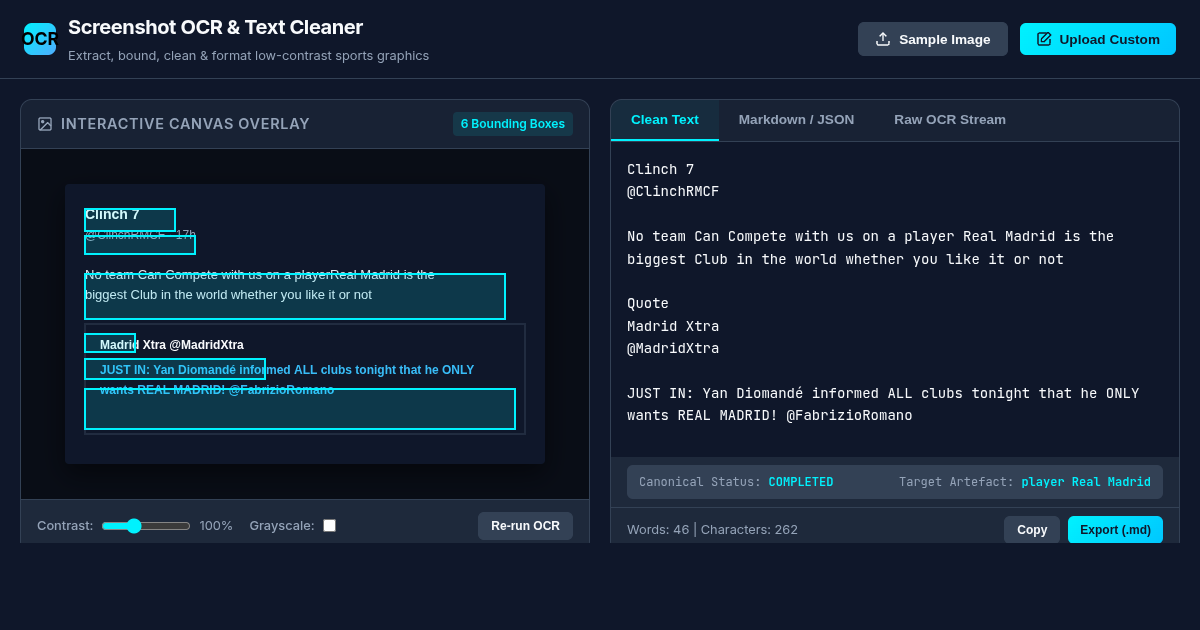 Screenshot OCR & Text Cleaner - Client-Side Extraction & Cleanup preview