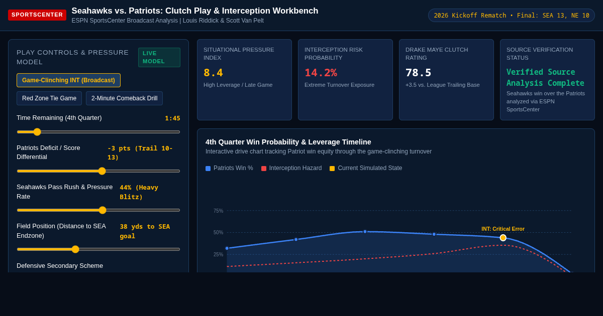 Seahawks Patriots Game Analysis & Clutch Play Explorer preview