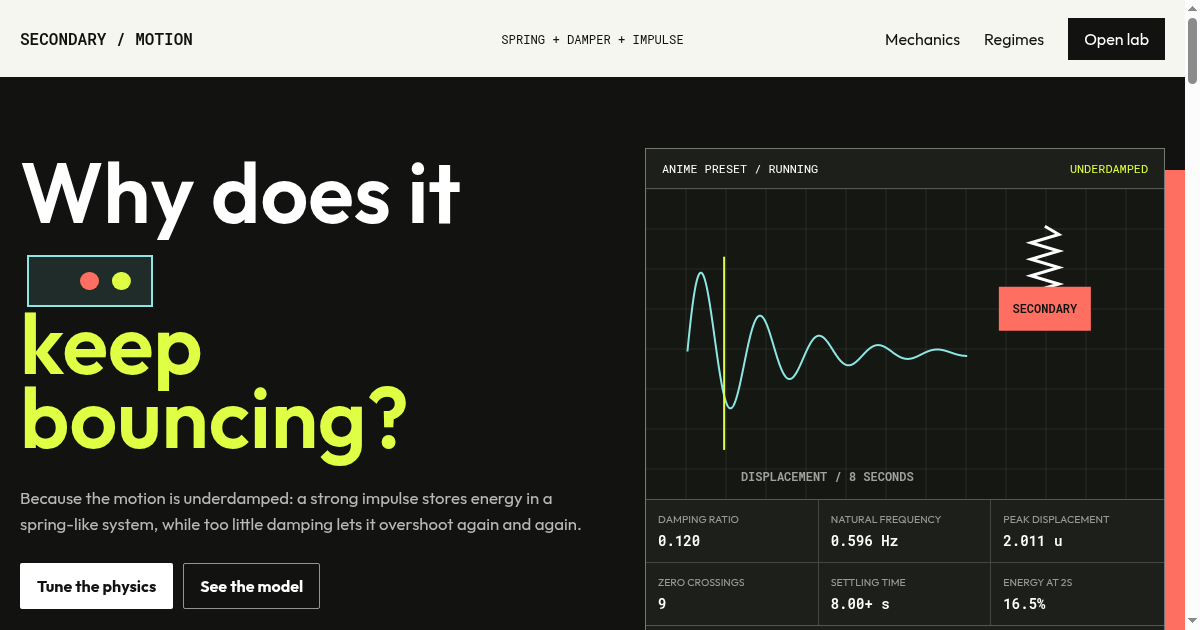 Secondary Motion Lab | Spring-Damper Visualizer preview