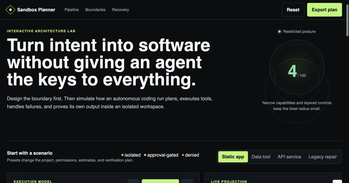 Secure Agent Sandbox Planner | Model Intent-to-Verification Boundaries preview