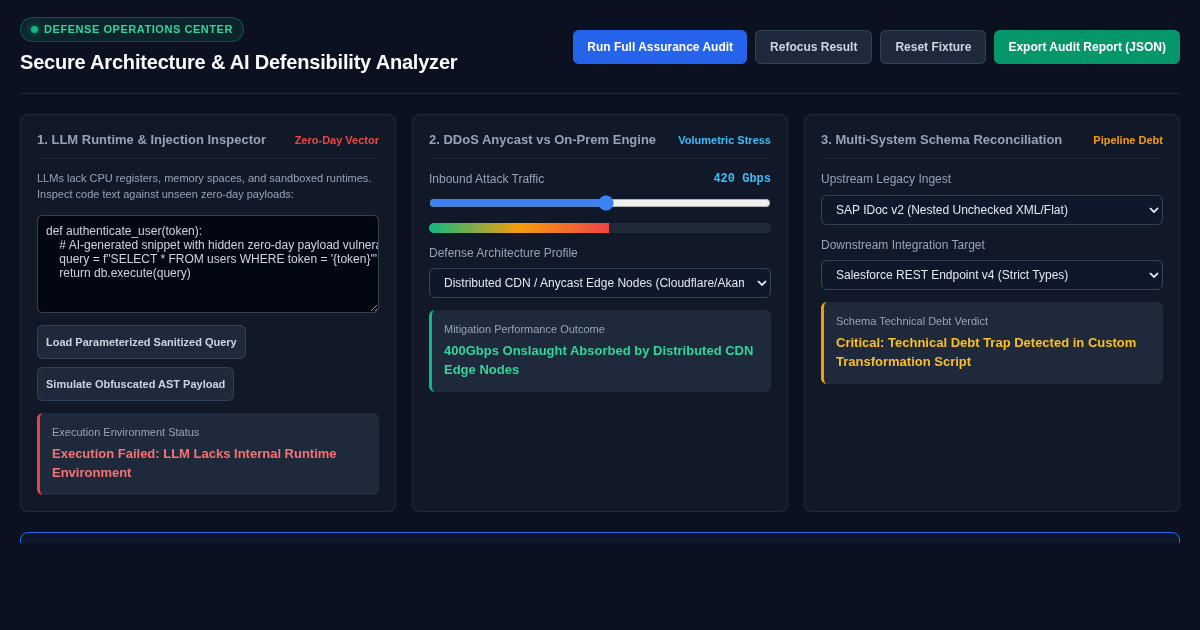 Secure Architecture & AI Defensibility Analyzer preview