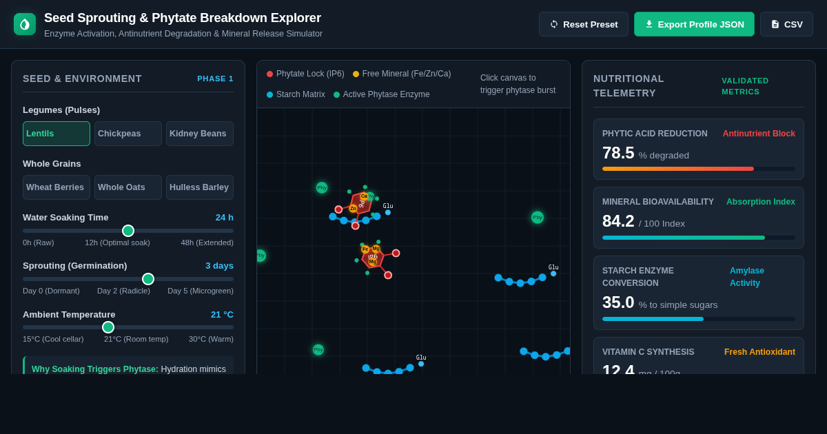 Seed Sprouting & Phytate Breakdown Explorer preview
