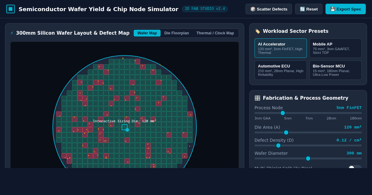 Semiconductor Wafer Yield & Chip Node Simulator preview