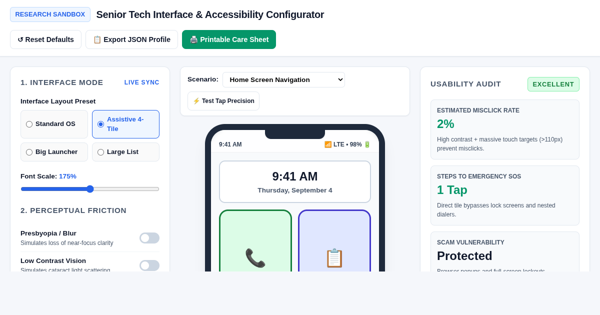 Senior Tech Interface Sandbox & Accessibility Configurator preview
