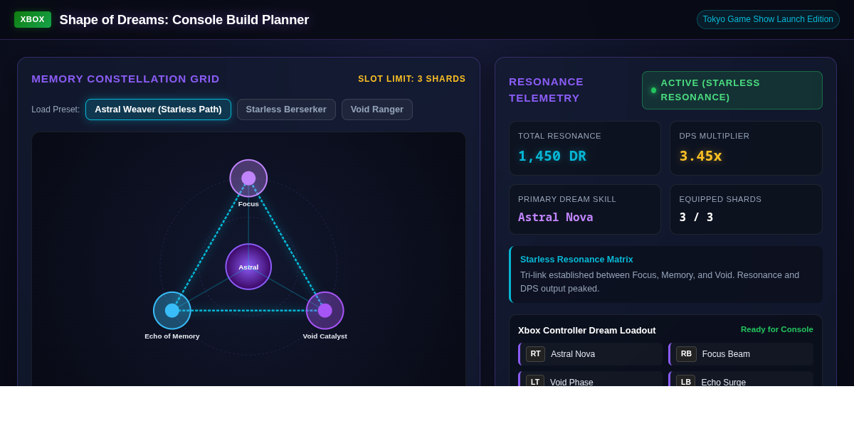 Shape of Dreams Console Builder & Shard Synergy Simulator preview