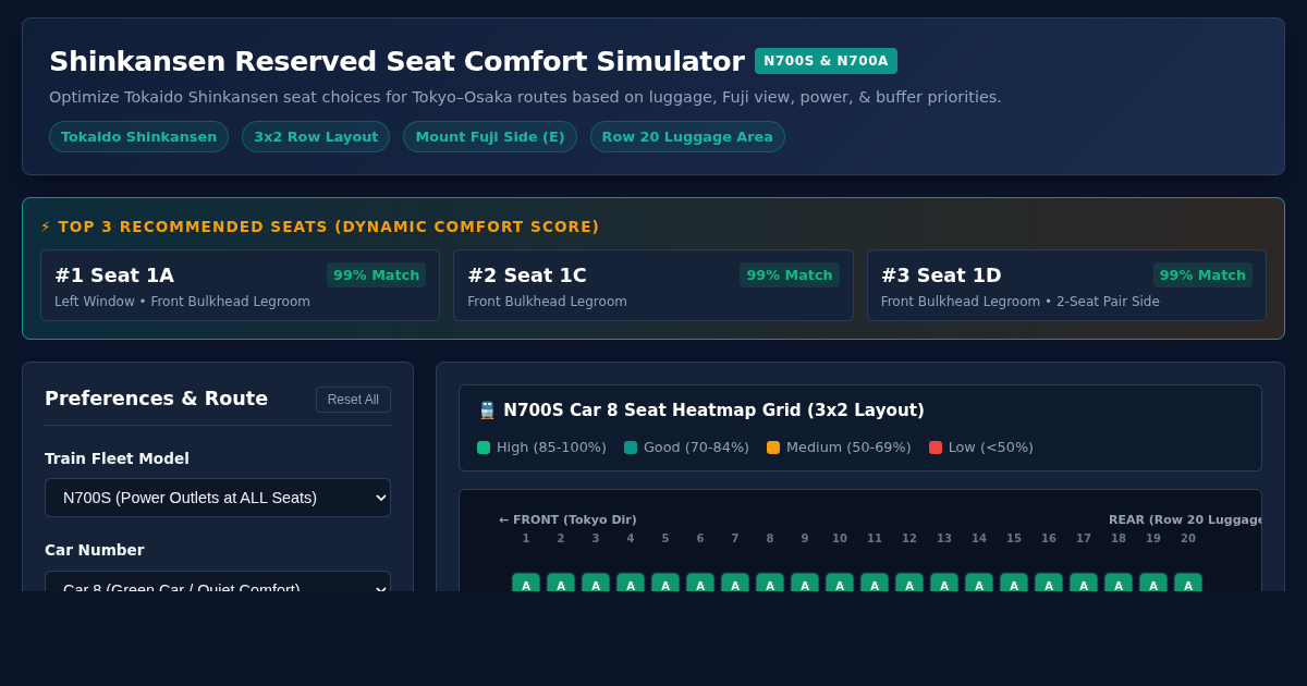 Shinkansen Reserved Seat Comfort Simulator | Tokaido N700S & N700A preview