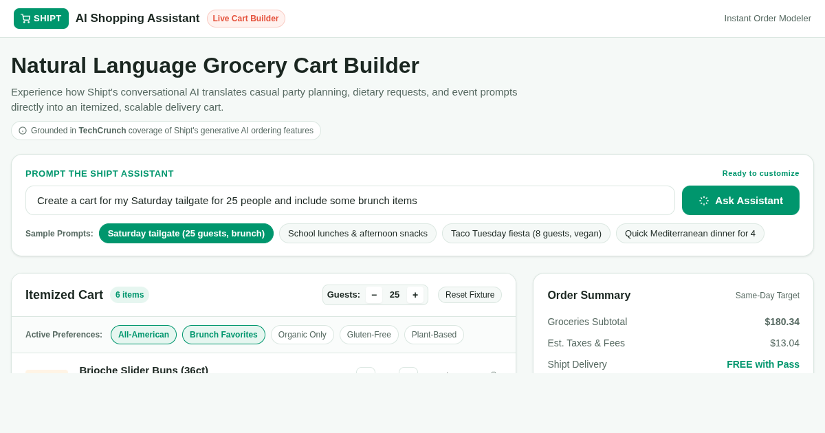 Shipt AI Shopping Assistant Cart Builder preview