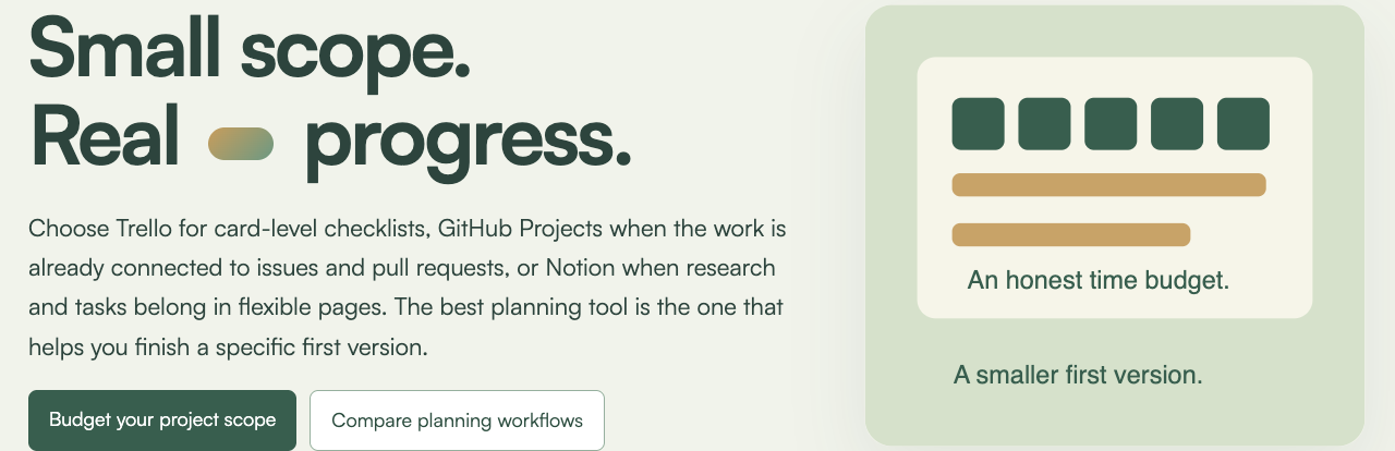Side-project scope planner preview