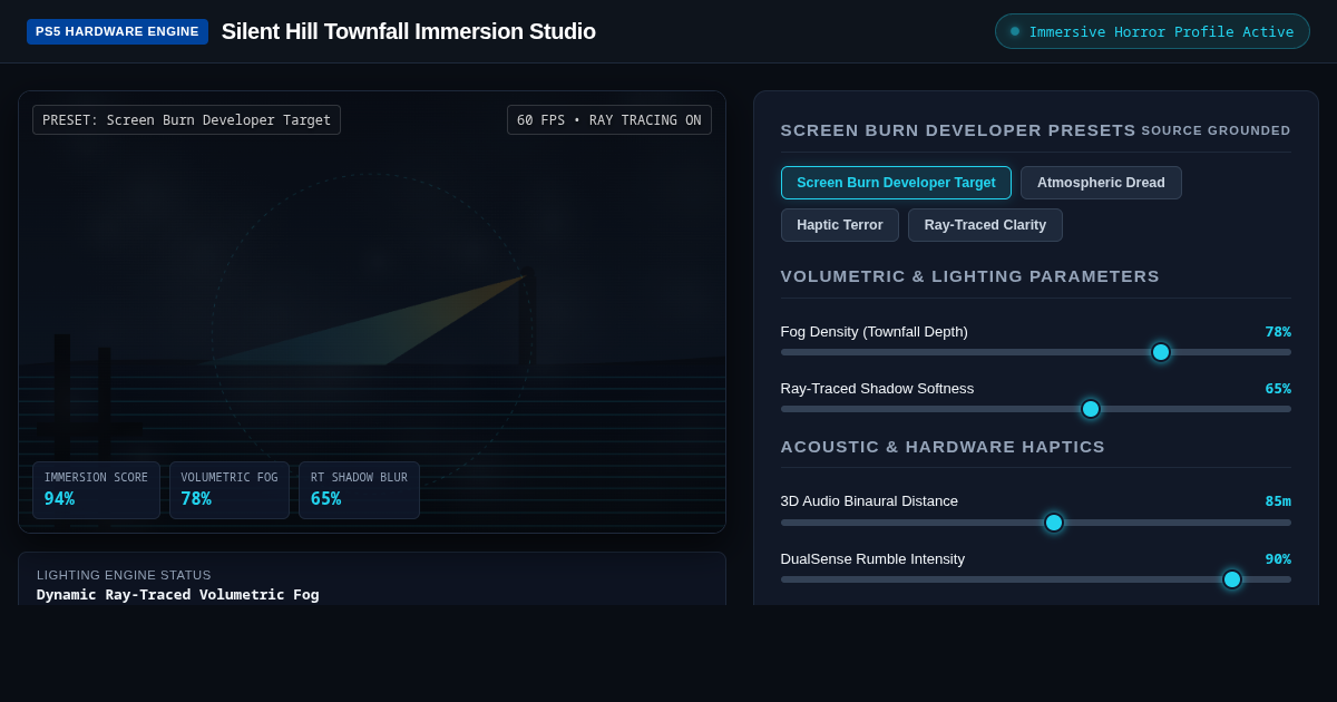 Silent Hill Townfall Immersion Studio | PS5 Horror Audio-Visual & Haptics Tuner preview