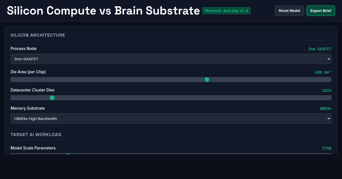 Silicon Compute vs Brain Substrate Scaling Simulator preview