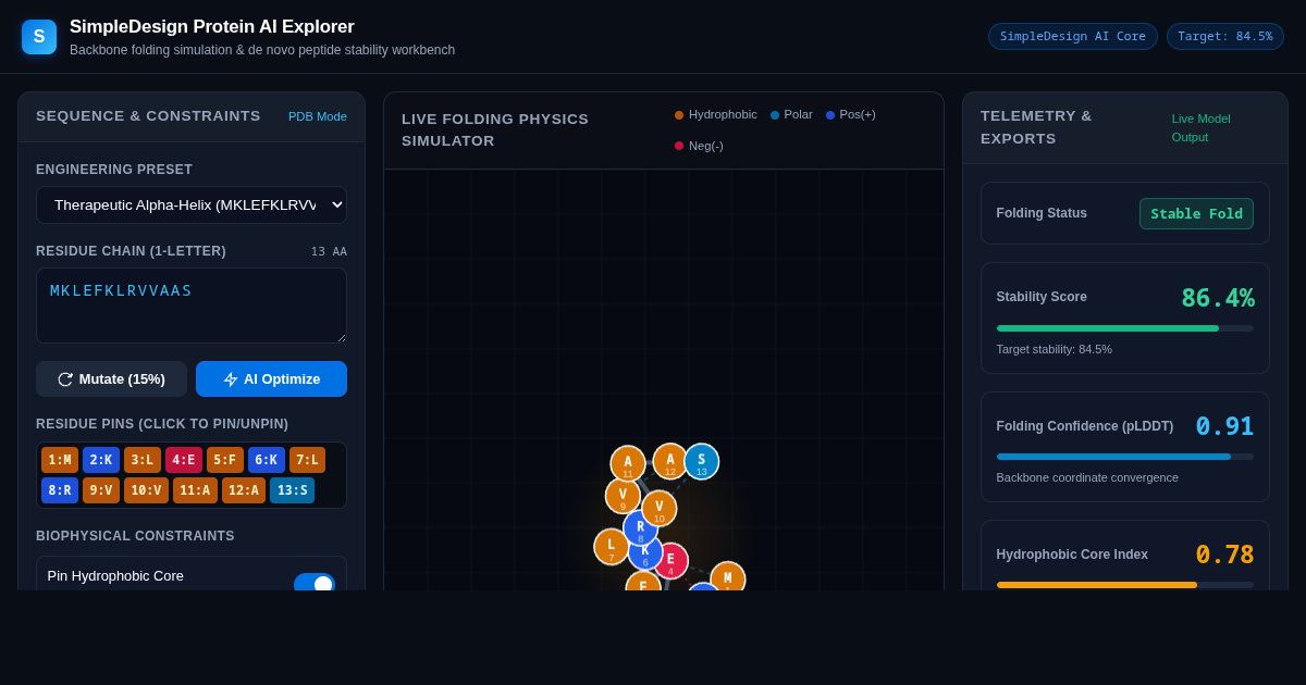 SimpleDesign Protein AI Explorer | Apple AI Protein Folding Model preview