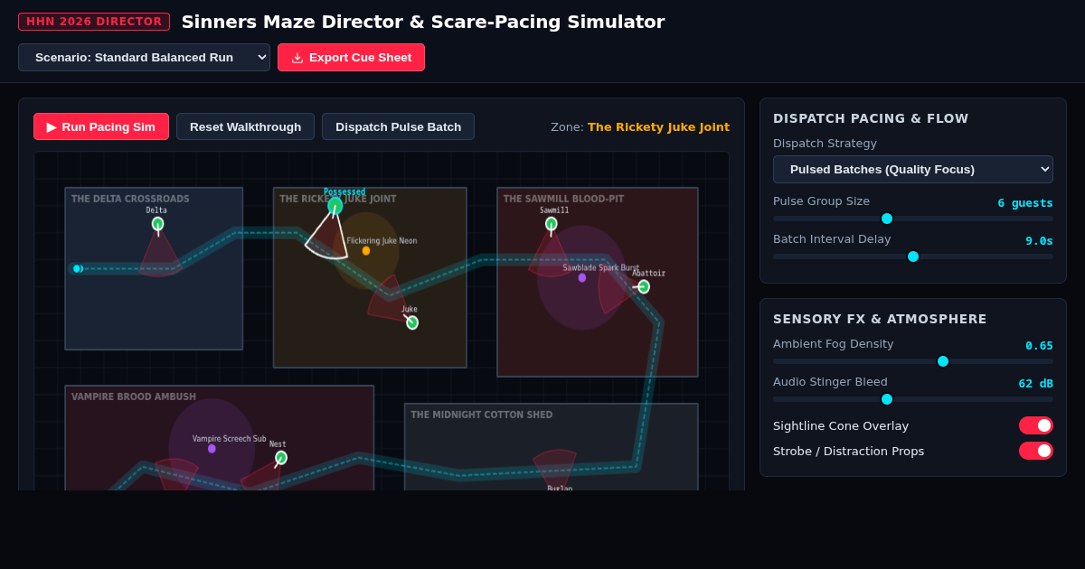 Sinners HHN Hollywood Maze Director & Scare-Pacing Simulator preview