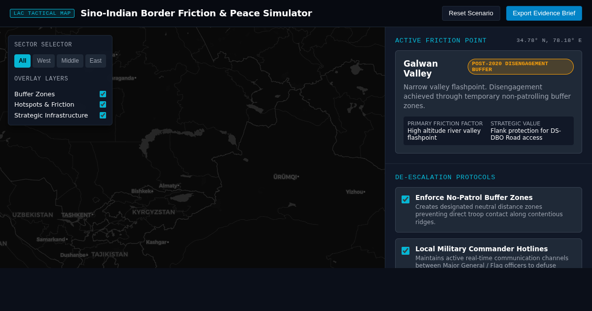 Sino-Indian Border Friction & Peace Map Simulator preview
