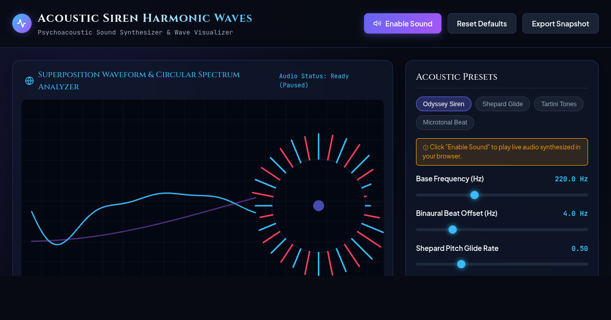 Acoustic Siren Harmonic Waves & Psychoacoustic Synthesizer preview