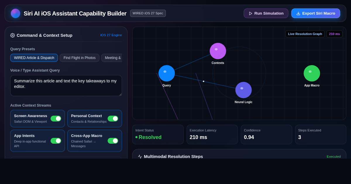 Siri AI iOS Assistant Capability Builder preview